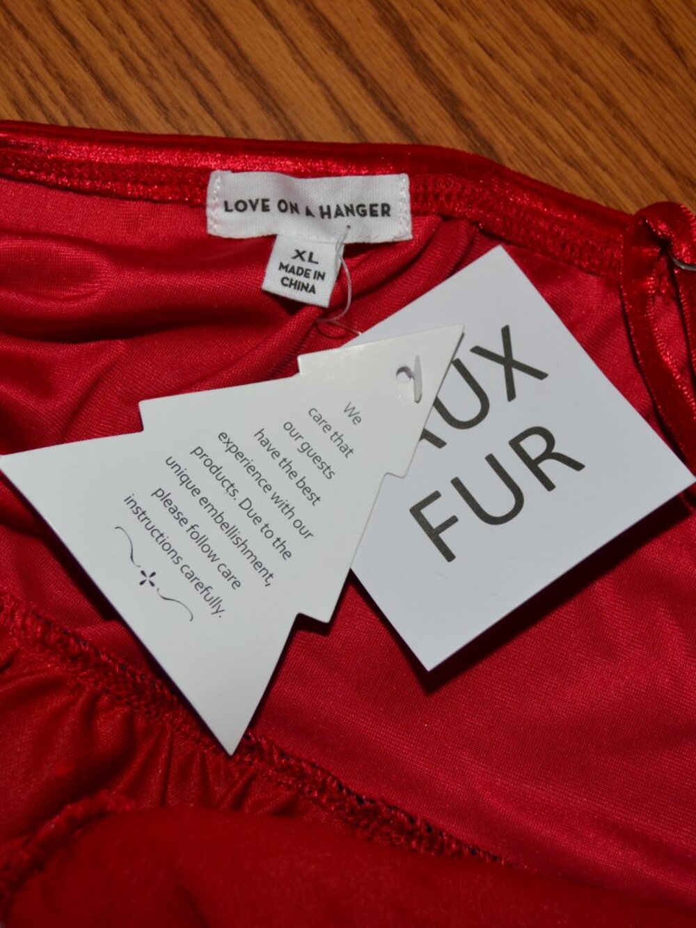 Love on a Hanger Christmas Holiday Jumpsuit Red Sequin Velvet Faux Fur Sz XL - Picture 8 of 9